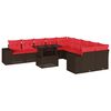 vidaXL 11-delige tuinbankset met kussens, bruin polyrotan