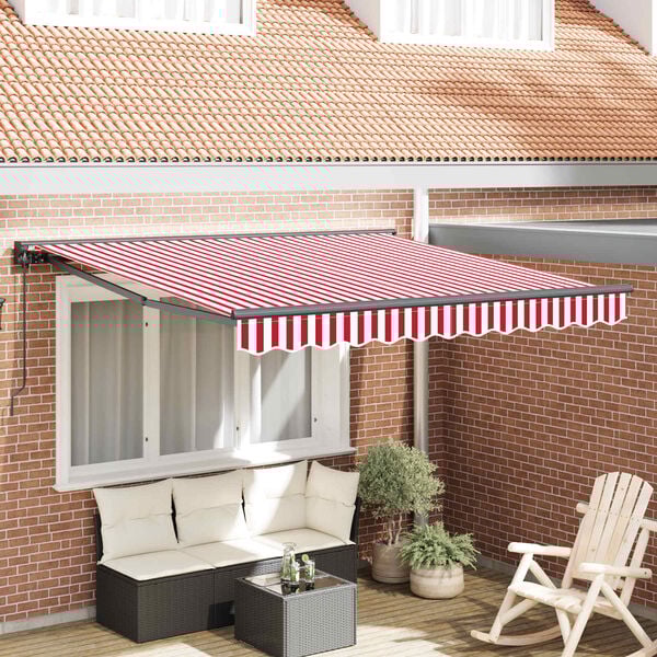 vidaXL Zijde Frame Rood en Wit 350 x 250 cm Polyester met PU-coating
