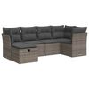 vidaXL 6-delige Loungeset met kussens poly rattan grijs