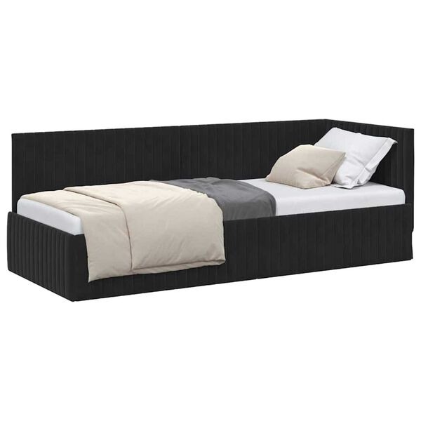 vidaXL Hoekbedframe met hoofdeinde Zwart 80 cm x 200 cm Fluweel