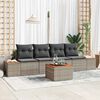 vidaXL Tuin Sofa Set met kussen met opslag 5 pcs Grijs Poly riet
