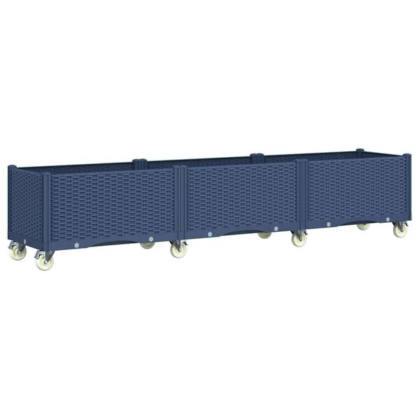 vidaXL Plantenbak met wielen 240x50x54 cm polypropeen blauwgrijs