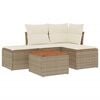 vidaXL 5-delige Loungeset met kussens poly rattan beige