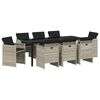 vidaXL Tuin eettafelset 9 st Lichtgrijs poly rattan