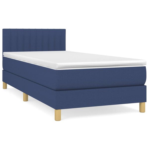 vidaXL Boxspring met matras stof blauw 100x200 cm