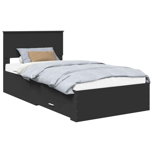 vidaXL Bedframe met lade Zwart en Zilver 100 x 200 cm Bewerkt hout