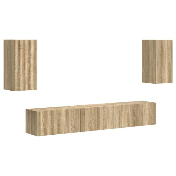 vidaXL Tv-meubelset Wandgemonteerd 5 pcs Sonoma Eiken Bewerkt hout