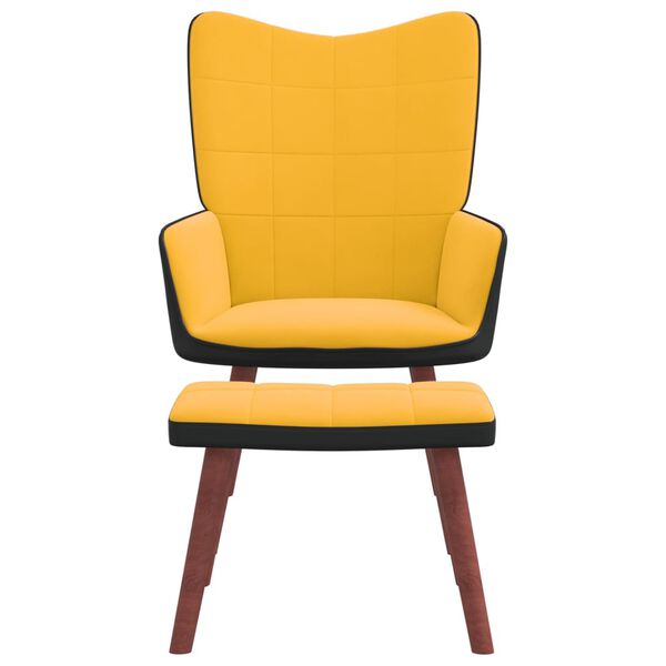 vidaXL Relaxstoel met voetenbank fluweel en PVC mosterdgeel