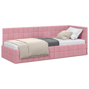 vidaXL Hoekbedframe met hoofdeinde Roze 80 cm x 200 cm Fluweel