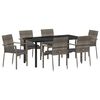 vidaXL Tuin eettafelset met kussen 7 pcs Grijs poly rattan
