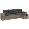 vidaXL 5-delige Loungeset met kussens poly rattan lichtgrijs