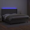vidaXL Boxspring met matras en LED kunstleer grijs 160x200 cm