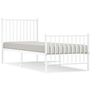 vidaXL Bedframe met hoofd- en voeteneinde metaal wit 75x190 cm
