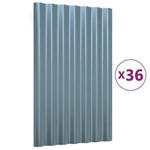 vidaXL Dakpanelen 36 st 60x36 cm gegalvaniseerd staal grijs