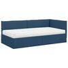 vidaXL Hoekbedframe met Matras met hoofdeinde 2 pcs Blauw Fluweel