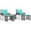 vidaXL Buitenmeubelset 5 st Zwart en Turquoise