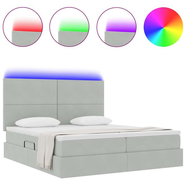 vidaXL Bed met LED-striplichten Lichtgrijs 200 x 200 cm Fluweel