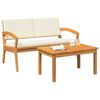 vidaXL Bistroset met kussen 2 pcs Olie naturel Massief Acaciahout