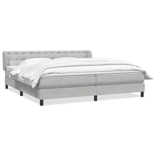 vidaXL Boxspring met matrassen fluweel lichtgrijs 180x210 cm