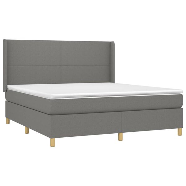 vidaXL Boxspring met matras en LED stof donkergrijs 160x200 cm