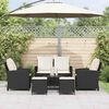 vidaXL 6-delige Loungeset met kussens poly rattan zwart