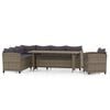 vidaXL 3-delige Loungeset met kussens poly rattan grijs