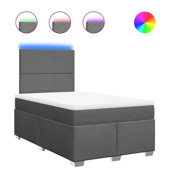 vidaXL Boxspring met matras stof donkergrijs 120x190 cm