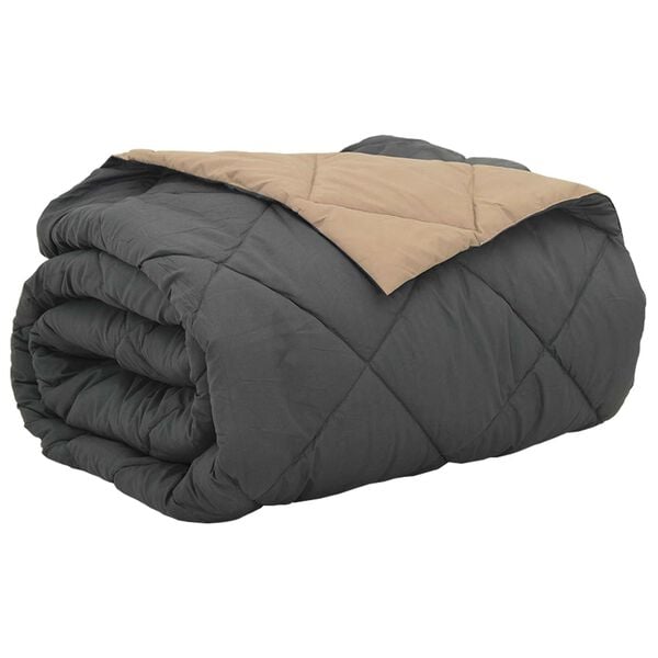 vidaXL Zomer Dekbed Antraciet en Taupe 220 x 240 cm Microfiber