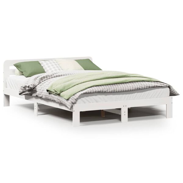 vidaXL Bedframe zonder matras massief grenenhout wit 140x190 cm