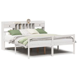 vidaXL Bed met boekenkast zonder matras grenenhout wit 180x200 cm