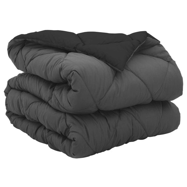 vidaXL Vol jaar dekbed Zwart en Anthraciet 220 x 155 cm Microfiber