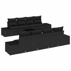 vidaXL Tuin Sofa Set met kussen met opslag 8 pcs Zwart poly rattan