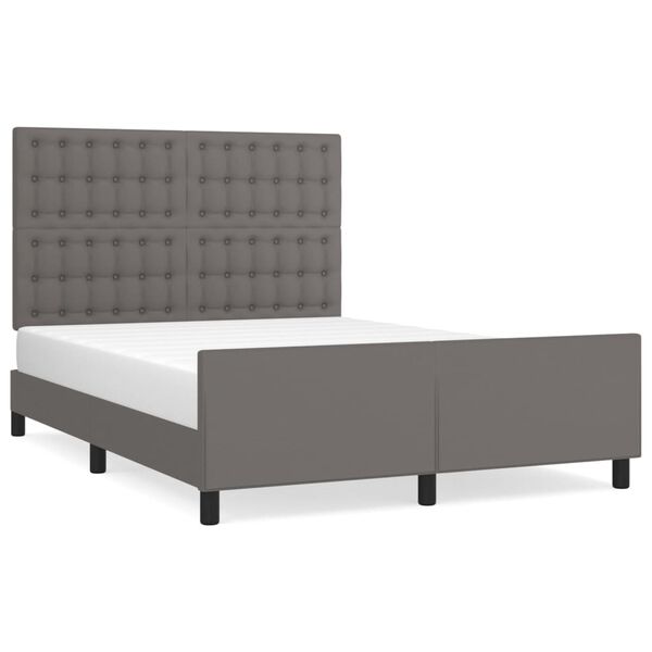 vidaXL Bedframe met hoofdbord kunstleer grijs 140x200 cm