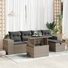 vidaXL 6-delige Loungeset met kussens poly rattan grijs