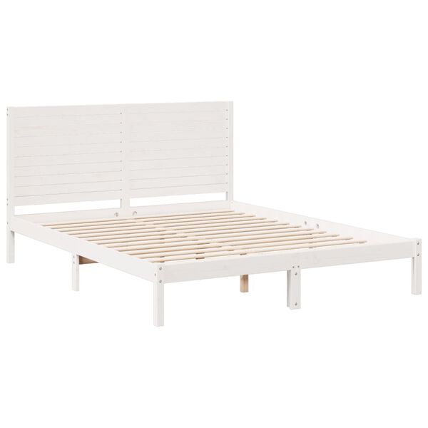 vidaXL Bedframe extra lang zonder matras massief hout wit 160x220 cm