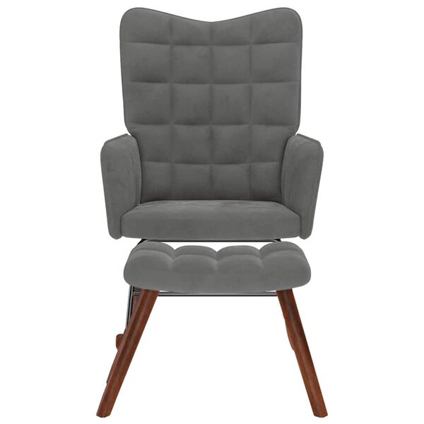 vidaXL Schommelstoel met kruk donkergrijs fluweel