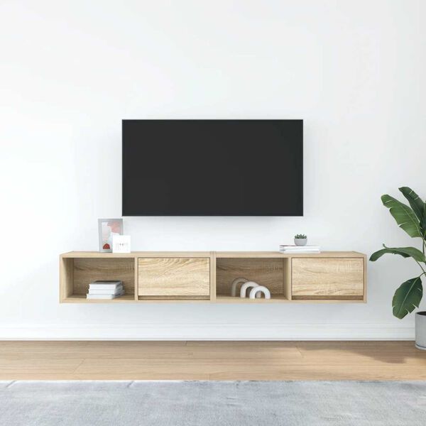 vidaXL Tv-meubels 2 st 80x31x25,5 cm bewerkt hout sonoma eikenkleurig