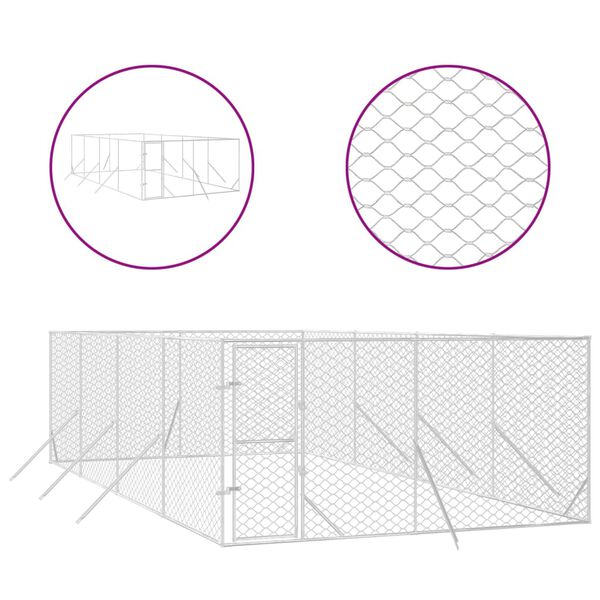 vidaXL Hondenkennel voor buiten 4x8x2 m gegalvaniseerd staal zilver