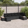 vidaXL Tuin Sofa Set met kussen 7 pcs Zwart Poly Rattan