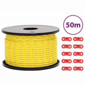 vidaXL Tentscheerlijn met reflecterende strips en spanners 50 m 5 mm