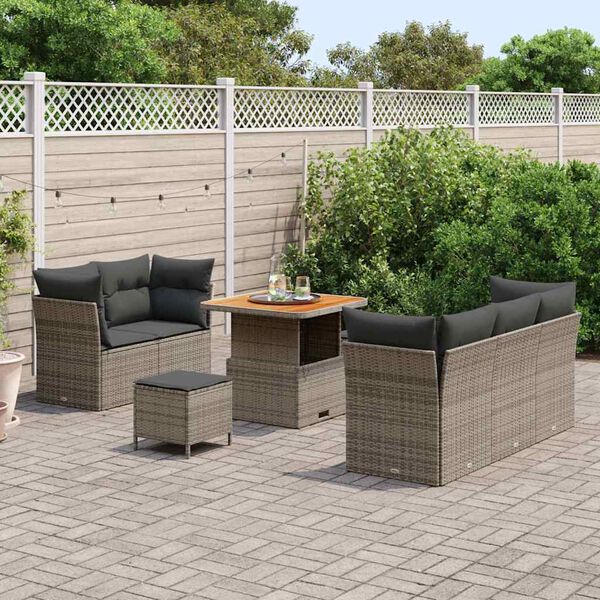 vidaXL Tuin Sofa Set 8 pcs Grijs Poly riet en gepoedercoat staal