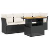 vidaXL 5-delige Loungeset met kussens poly rattan zwart