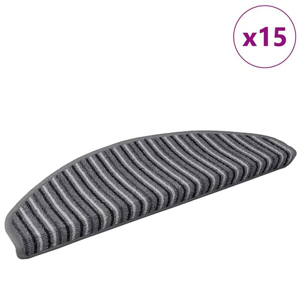 vidaXL Zelfklevende Trapmatten 15 pcs Grijs 65 x 21 x 4 cm