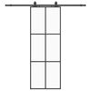 vidaXL Schuifdeur met beslagset 76x205 cm ESG glas zwart