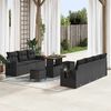 vidaXL Tuin Sofa Set met kussen 10 pcs Zwart poly rattan