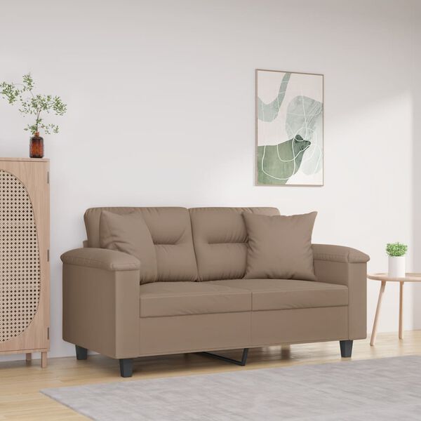 vidaXL Tweezitsbank met kussens 120 cm microvezelstof taupe