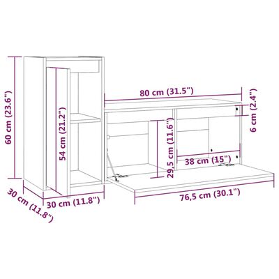 vidaXL Tv-meubelen 2 st massief grenenhout
