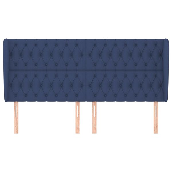 vidaXL Hoofdbord met randen 203x23x118/128 cm stof blauw