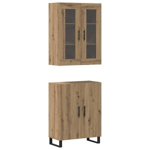 vidaXL Hoge kast 2 st artisanaal eikenkleurig 69,5 x 34 x 180 cm