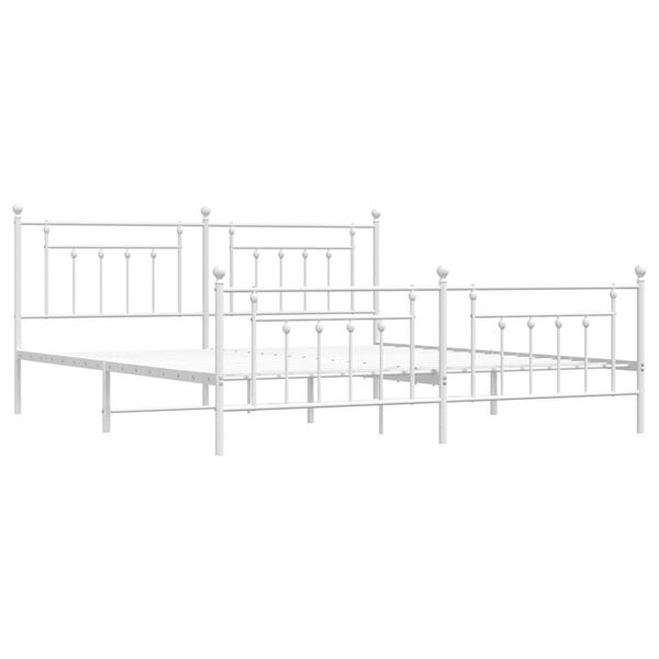 vidaXL Bedframe met hoofd- en voeteneinde metaal wit 193x203 cm